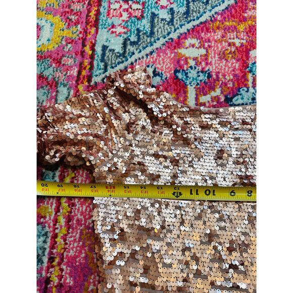 Vtg BCBGMaxAzaria Rose Pink Full Sequin Short Sleeve Low Back Long Gown Formal M - Picture 6 of 6